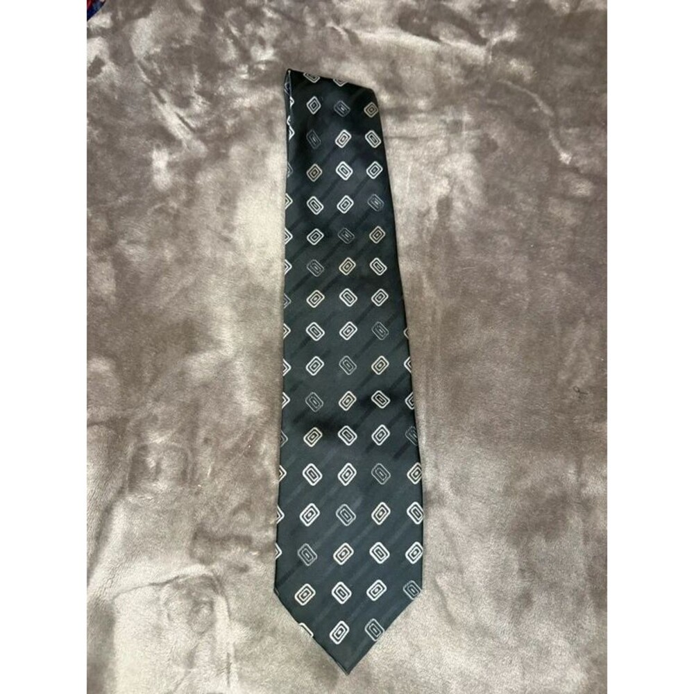 Beverly Hills Polo Club Tie Black Gray Geometric Jacquard Y2K Menswear